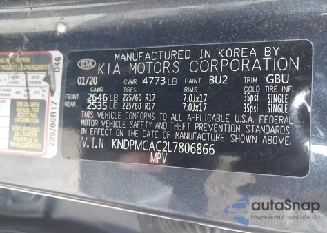 2020 Kia Sportage Lx from USA, damaged, VIN KNDPMCAC2L7806866